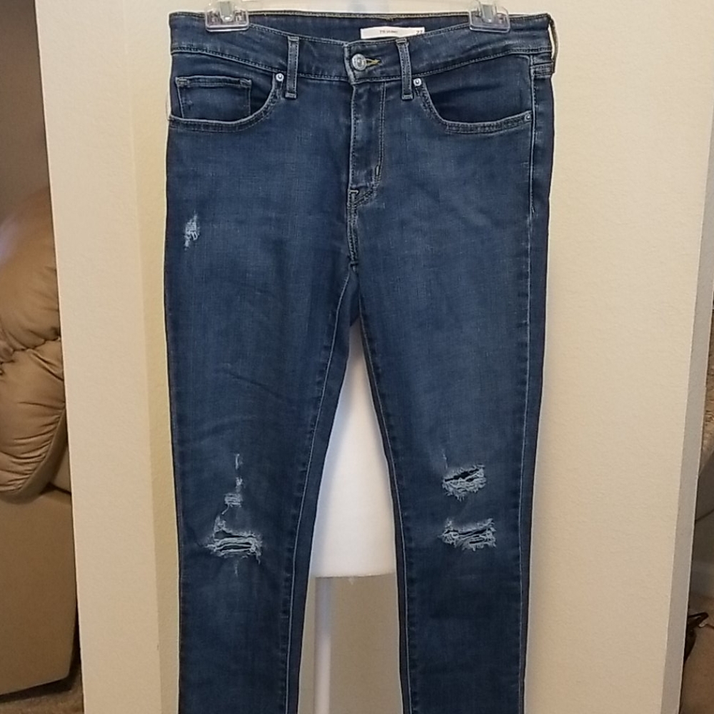 LEVI'S 711 DISTRESSED SKINNY JEANS